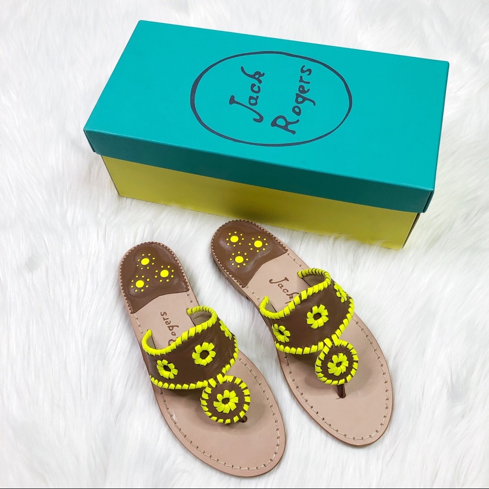 Jack Rogers Jacks Neon Thong Sandal Cognac New